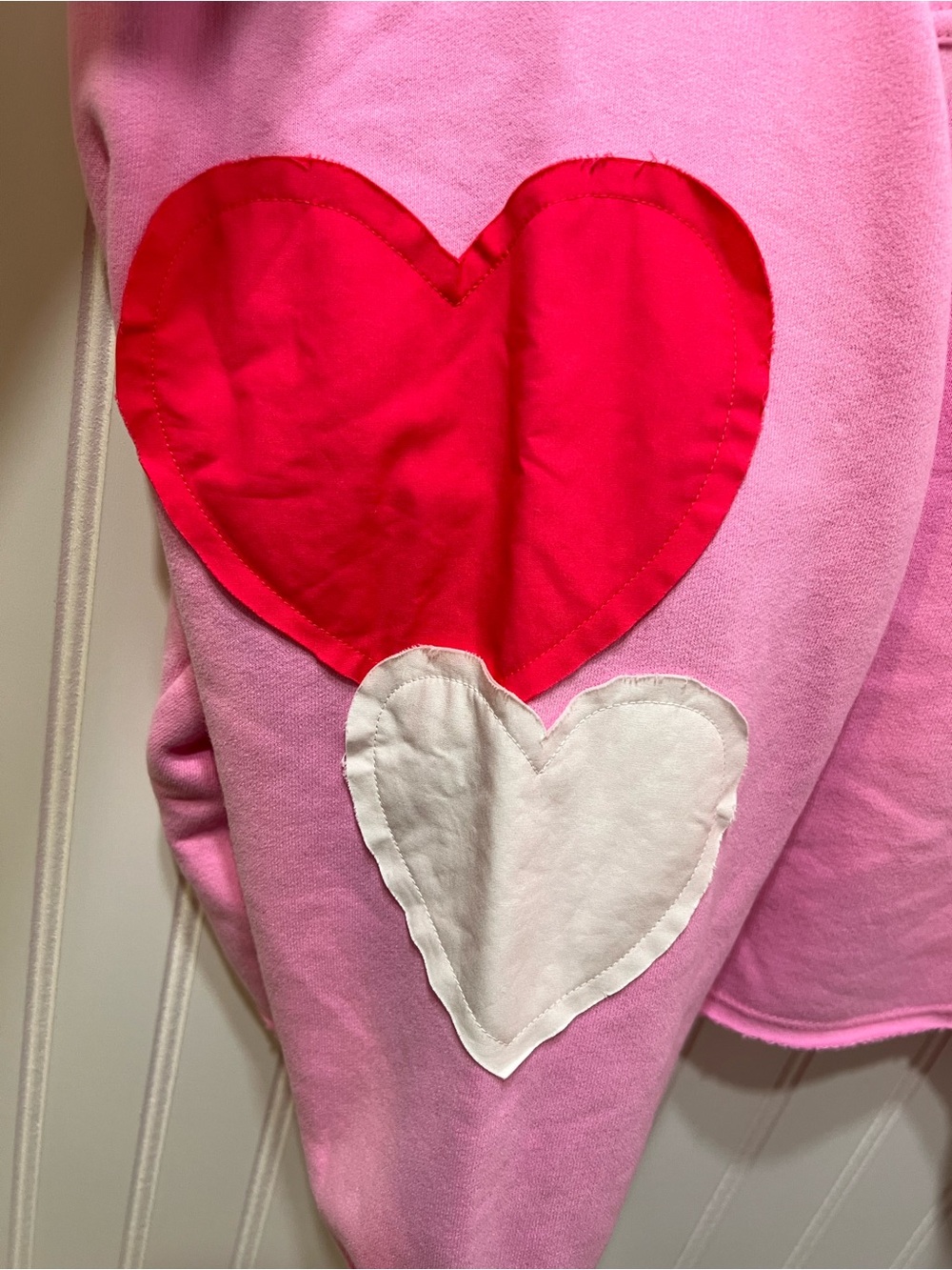 JoyLab Pink Cropped Sweatshirt with Heart Sleeve Detail - Picture 3 of 5